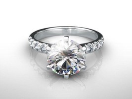 Beautiful 2.75Ct Round Cut Diamond Engagement Ring Solid 14k White Gold Size 6 - £194.51 GBP