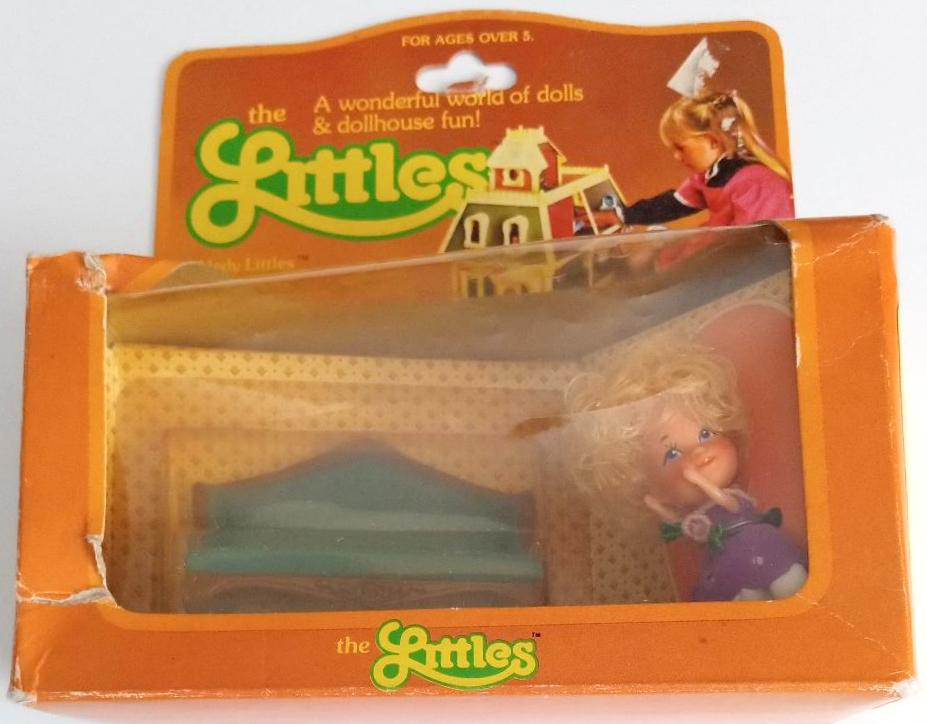 Hedy and Her Sofa by The Littles Vintage 80s Tiny Small Doll Die Cast Furniture