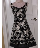 NINE WEST DRESS Black White Cotton Blend Floral Sz 14 - $82.04 CAD