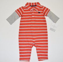 NEW Infant Baby Boys 3m Carter&#39;s 1pc Romper Polo Style with Collar and W... - £6.29 GBP