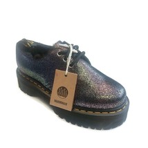 Dr Martens 1461 Quad Fur Lined Platform Shoes Womens Sz 7 Black Silver Metallic - £77.94 GBP