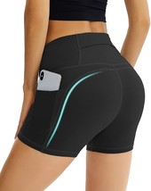 Workout Biker Shorts for Women High Waist,Tummy Control Stretchy (Black,Size:XL) - £14.38 GBP