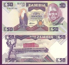 Zambia P28a, 50 Kwacha, fish eagle / slave breaking chains UNC $20 Cat V... - £1.05 GBP