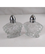 Princess House Diamond Fan Crystal Glass Salt &amp; Pepper Shakers - $24.36 CAD
