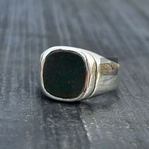 Natural Bloodstone Ring, 925 Silver, April Birthstone, Christmas Gifts Men Ring - £65.88 GBP