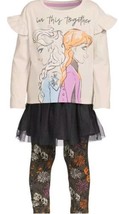 Disney Frozen 4-Pc Grey Set ~ Top ~ Leggings ~ Skirt ~ Scrunchie ~ Size 2T - £25.68 GBP