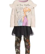 DISNEY FROZEN 4-Pc GREY Set ~ Top ~ Leggings ~ Skirt ~ Scrunchie ~ Size 2T - $32.73