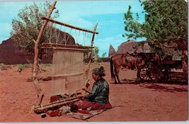 Navajo Rug Weaver in Museum of American Indian New York Postcard Petley - £7.87 GBP