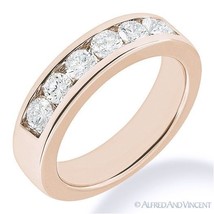 Round Cut Forever Brilliant Moissanite 14k Rose Gold 7-Stone Band Wedding Ring - £569.50 GBP+