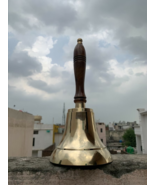 11&quot; Solid Brass Hand Bell School Bell with Wood Handle Call Service Bell - $851.10 MXN