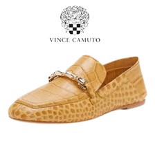 Vince Camuto Perenna flat Leather Slip on Loafer Tan Croco Leather NEW 7M - £54.35 GBP
