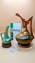 Roseville Pottery - Clematis Ewer Pitcher Set of 2 w/ Display Bases Mid Century - £213.36 GBP
