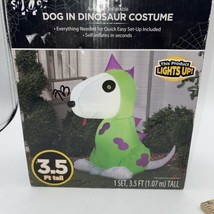 Airblown Inflatable Halloween Gemmy Light Up Dog in Dinosaur Costume 3.5’ Tested - £24.31 GBP