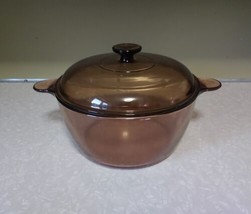 1980s Corning Ware Visions Amber Glass Cookware 4.5L 5Qt Dutch Oven Stock Pot - £29.54 GBP