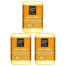 Dead Sea Mineral Lemon Sage Bath and Body Soap Bars - 7 Oz 3 Pack Lemon Soap Bar - £18.92 GBP
