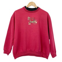 Vintage Morning Sun Cardinal Sweatshirt Layered Collar Maroon Holiday Pe... - £19.24 GBP