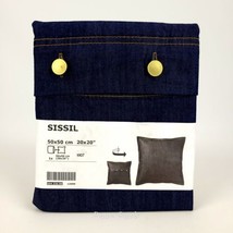 (Lot of 2) IKEA SISSIL 20”x20” Cushion Cover w/Brass Buttons Blue Denim - £18.17 GBP