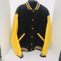 Vintage GAME Sportswear Leather Varsity Jacket Mens Large Brown / Yellow... - $49.40