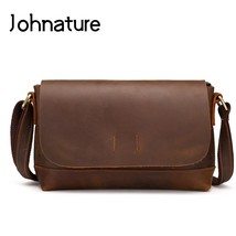 2022 New Vintage Leather Satchels Solid Cover Soft Men Shoulder &amp; Crossbody Bags - £74.77 GBP