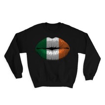 Lips Irish Flag : Gift Sweatshirt Ireland Expat Country For Her Woman Fe... - $28.95