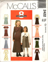 McCall&#39;s 2422 Girls 10 to 14 Easy Dress with Bolero Jacket Uncut Sewing Pattern - £7.43 GBP