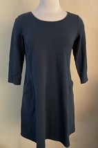 purejill Dress Blue Knit Pullover Pockets 3/4 Sleeve Size XS Petite - £17.18 GBP