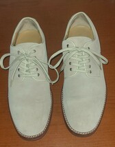 Men’s Lands End Shoes 10D Beige Oxfords Lace-Up Suede Great Shape - $25.07