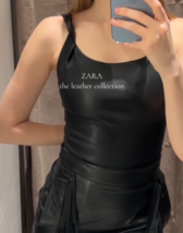 Zara Bnwt 2024. Black Contrast Leather Bodysuit Limited Edition. 6096/302 - £139.94 GBP