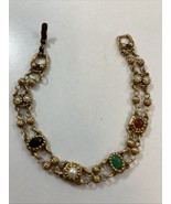 1960s Victorian Revival Goldette Of NY Gold Plated 6 Charm Link 7 Inch B... - $833.45 MXN