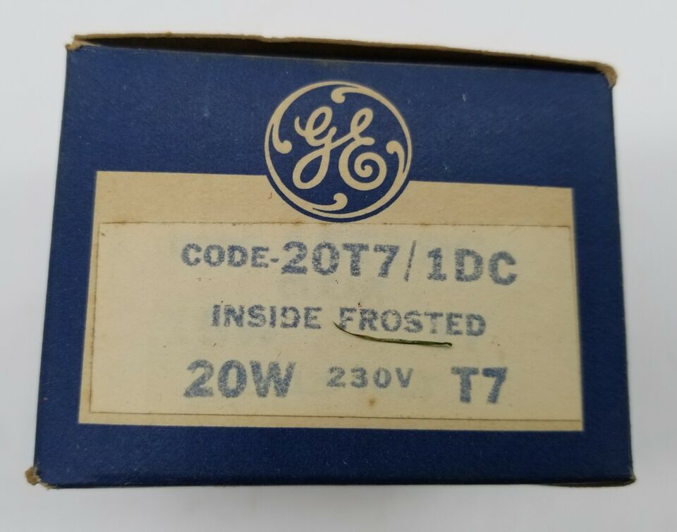 One(1) GE 20T7 / 1DC Inside Frosted 20W 230V T7 Appliance & Indicator Lamp Bulb - £10.50 GBP