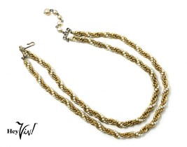 Vintage Marvella 16&quot; Necklace - Double Strand Faux Pearl Twisted Chain - Hey Viv - £20.44 GBP