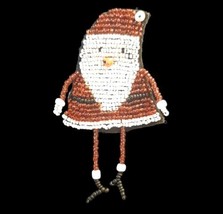 Vintage Beaded Christmas Santa Pin Brooch Wiggly Legs and Arms - $18.69