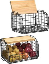 Farmhouse Style Stackable Wire Baskets - Openable Top for Kitchen Organi... - $70.24