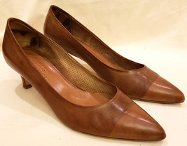 Sesto Meucci Made in Italy Pump Heel Shoes Sz-11M Brown Leather - $39.98