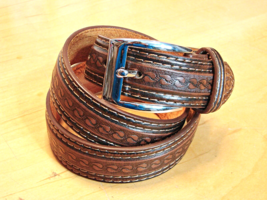 Gold Coast Mens Leather Belt Sz 36 ? Always In Style Tooled Brown Wester... - £17.56 GBP