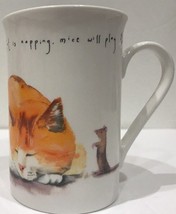 Kent Pottery Porcelain Mug Fast Asleep &amp; Far Away-Cat is Napping Mice Will Play - £15.02 GBP
