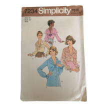 Simplicity Sewing Pattern 7234 Blouse Shirt Top V-Neck 1970s Flared Collar Sz 14 - £7.98 GBP