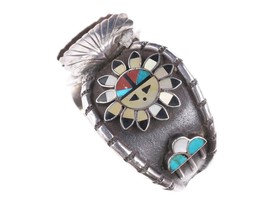 7 7/8&quot; Vintage Zuni Silver channel inlay watch bracelet - £280.11 GBP