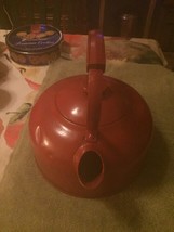 VINTAGE PAINTED RED STOVE TOP TEA KETTLE - COUNTRY KITCHEN DECOR/DISPLAY... - £19.38 GBP