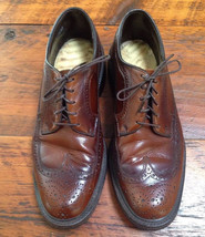 Vintage Brown Pebble Grain Leather Made in USA Dapper Dress Wing Tips Sh... - $39.99