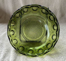 Vintage Bartlett Collins Green Manhattan Bulls Eye Glass Scalloped Servi... - $24.99