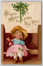 New Year Wishes Little Girl with Doll U/S Clapsaddle Series 47 Postcard Z25 - £5.55 GBP