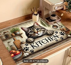 Kitchen Cat Themed Stove Cover Measuring 28"X20.5 2D Flat One Piece of a Flat image 3