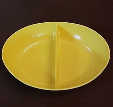 Melmac Divided Oval Serving Bowl Yellow Green Mid Century Modern Atomic ... - $13.78