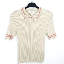 MONKI - Short Sleeve Ribbed Polo - Cream - Small - £11.81 GBP