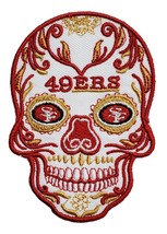 San Francisco 49&#39;ers 49ers Sugar Skull NFL Football Embroidered Iron On Patch - £9.97 GBP+
