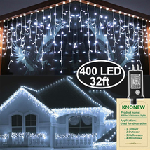 KNONEW Christmas Lights Outdoor Decorations 400 LED 33Ft 8 Modes Curtain Fairy S - £39.52 GBP