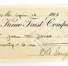 1913 Kineo Trust Company Bank Check E.A. Sampson Dover Maine Signed 4045... - $19.99