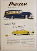 1949 Print Ad Pontiac Silver Streak Station Wagons &amp; Yellow Convertible GM - £13.41 GBP