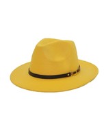 Gold Yellow Fedora Wide Brim Panama Cowboy Hat UNISEX - £32.83 GBP